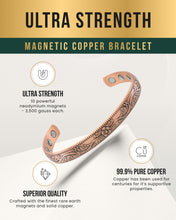 Load image into Gallery viewer, Women’s Floral Style Copper Magnetic Therapy Bracelet Bangle