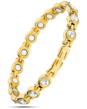 Load image into Gallery viewer, Women's Gold Crystal Magnetic Therapy Bracelet