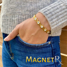 Load image into Gallery viewer, Women's Gold Crystal Magnetic Therapy Bracelet