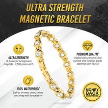 Load image into Gallery viewer, Women's Gold Crystal Magnetic Therapy Bracelet
