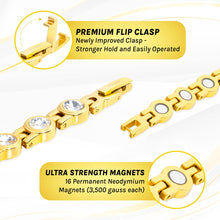 Load image into Gallery viewer, Women's Gold Crystal Magnetic Therapy Bracelet