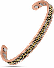 Load image into Gallery viewer, Women’s Inlay Silver &amp; Gold Wire Copper Magnetic Therapy Bracelet Bangle