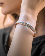 Load image into Gallery viewer, Women’s Inlay Silver &amp; Gold Wire Copper Magnetic Therapy Bracelet Bangle