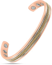 Load image into Gallery viewer, Women’s Twisted Inlay Copper Magnetic Therapy Bracelet Bangle