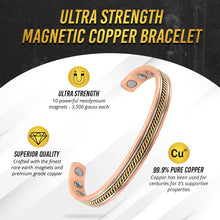 Load image into Gallery viewer, Women’s Twisted Inlay Copper Magnetic Therapy Bracelet Bangle