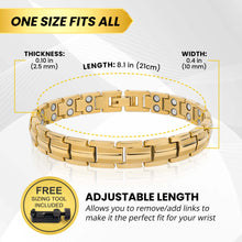 Load image into Gallery viewer, Women's Ultra Strength Gold Titanium Magnetic Therapy Bracelet
