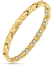 Load image into Gallery viewer, Women's Ultra Strength Magnetic Bracelet Crystal XO (Gold)