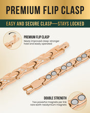 Load image into Gallery viewer, Women's Ultra Strength Magnetic Bracelet Crystal XO (Rose Gold)