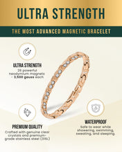 Load image into Gallery viewer, Women's Ultra Strength Magnetic Bracelet Crystal XO (Rose Gold)