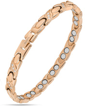 Load image into Gallery viewer, Women's Ultra Strength Magnetic Bracelet Crystal XO (Rose Gold)