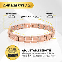 Load image into Gallery viewer, Women's Ultra Strength Magnetic Therapy Bracelet Rose Gold Titanium