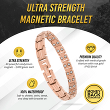 Load image into Gallery viewer, Women's Ultra Strength Magnetic Therapy Bracelet Rose Gold Titanium
