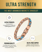 Load image into Gallery viewer, Women's Ultra Strength Pure Copper Magnetic Bracelet (Classic Turquoise)