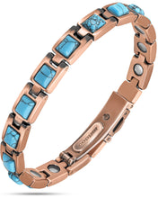 Load image into Gallery viewer, Women's Ultra Strength Pure Copper Magnetic Bracelet (Classic Turquoise)