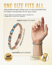 Load image into Gallery viewer, Women's Ultra Strength Pure Copper Magnetic Bracelet (Turquoise XO)