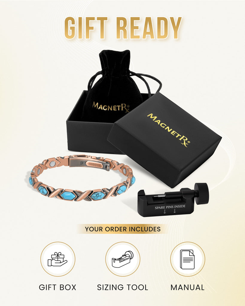 Women's Ultra Strength Pure Copper Magnetic Bracelet (Turquoise XO)