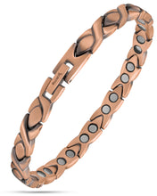 Load image into Gallery viewer, Women’s Ultra Strength Pure Copper Magnetic Therapy Bracelet (XO)