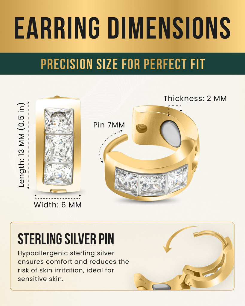 Crystal Magnetic Therapy Earrings for Women (Gold)