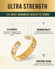 Load image into Gallery viewer, Crystal Magnetic Therapy Ring (Gold)