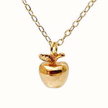 Load image into Gallery viewer, Gold Apple Necklace Cute Teacher Gift Kawaii Dainty Fruit Jewelry