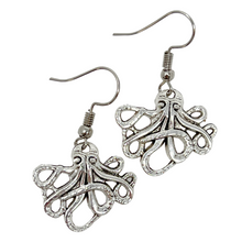 Load image into Gallery viewer, Octopus Earrings Steampunk Nautical Silver Bronze Tentacle Dangle Jewelry