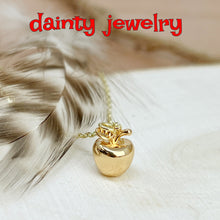 Load image into Gallery viewer, Gold Apple Necklace Cute Teacher Gift Kawaii Dainty Fruit Jewelry