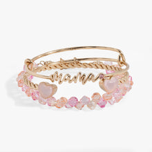 Load image into Gallery viewer, 'Mama' Pink Beaded Bangle Set of 3