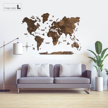 Load image into Gallery viewer, 3D Wooden World Map Dark Walnut (for US only)