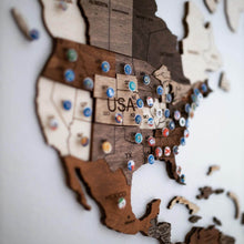Load image into Gallery viewer, Wall Decor Bundle: 3D Wooden World Map with Flag Pins