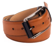 Load image into Gallery viewer, The Maratea Tan &amp; Navy Leather Belt