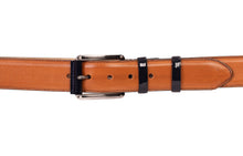 Load image into Gallery viewer, The Maratea Tan &amp; Navy Leather Belt