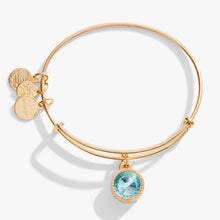 Load image into Gallery viewer, March Birthstone Charm Bangle, Aquamarine