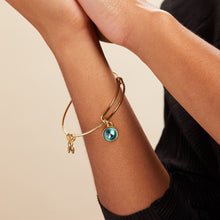 Load image into Gallery viewer, March Birthstone Charm Bangle, Aquamarine