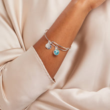 Load image into Gallery viewer, March Birthstone Charm Bangle, Aquamarine