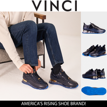 Load image into Gallery viewer, The Marseille Navy Blue Leather Men Sneaker