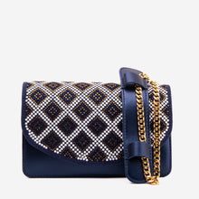 Load image into Gallery viewer, The Nampula Navy Blue Glitter Leather Handbag