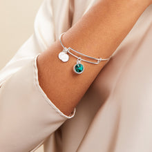 Load image into Gallery viewer, May Birthstone Charm Bangle, Emerald