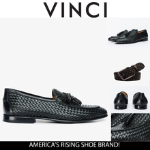 Load image into Gallery viewer, The Mclean Shoe Black Leather Woven Tassel Loafer Men  Shoe