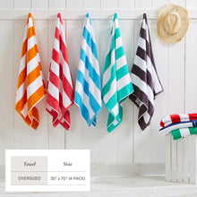 Load image into Gallery viewer, Cotton Velour Cabana Stripe Beach Towel - Novia Collection