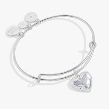 Load image into Gallery viewer, Silver Metal Heart Charm Bangle