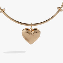 Load image into Gallery viewer, Gold Metal Heart Charm Bangle