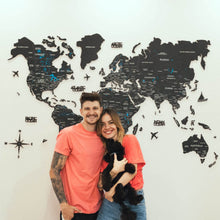 Load image into Gallery viewer, 3D Wooden World Map Midnight
