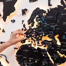 Load image into Gallery viewer, 3D LED / LUMINOUS Wooden World Map 3.0 Midnight