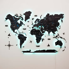 Load image into Gallery viewer, 3D LED / LUMINOUS Wooden World Map 3.0 Midnight