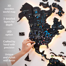 Load image into Gallery viewer, 3D LED / LUMINOUS Wooden World Map 3.0 Space