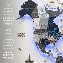 Load image into Gallery viewer, 3D LED / LUMINOUS Wooden World Map 3.0 Nordik