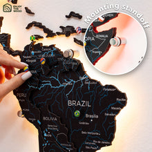 Load image into Gallery viewer, 3D LED / LUMINOUS Wooden World Map 3.0 Midnight