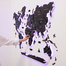 Load image into Gallery viewer, 3D LED / LUMINOUS Wooden World Map 3.0 Midnight