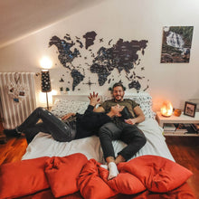 Load image into Gallery viewer, 3D Wooden World Map Midnight