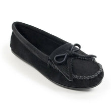 Load image into Gallery viewer, Minnetonka Kilty Hardsole Suede Moc - Womens Moccasins (Black)